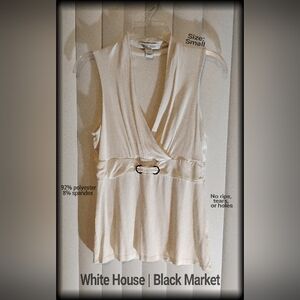 🦩White House Black Market Eggshell V-neck Sleeveless Wrap Top Small
